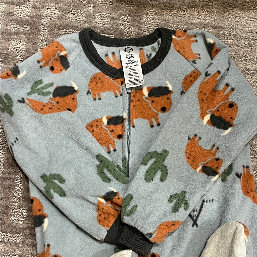 Carter's Blue Pajama with Burnt Orange/Brown Bison Cactus Print
